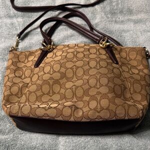 Coach Tan and Brown Shoulder Bag
